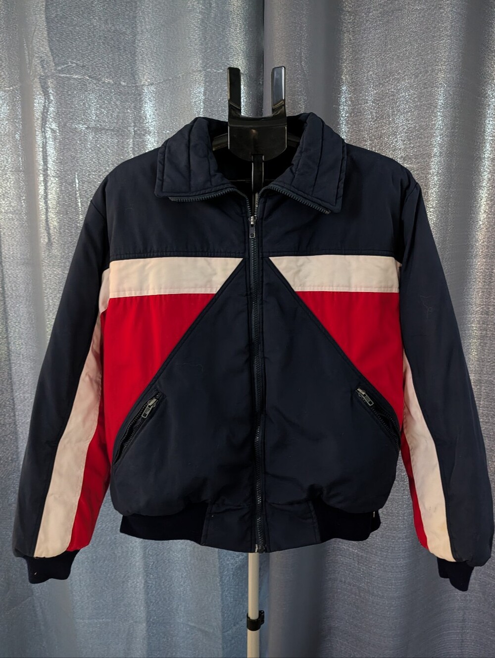 PLAYBOY Navy, Red & Cream Colorblock Bomber Jacket
